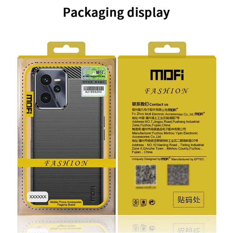 MOFI JK TPU Serie-1 Para Realme C35 Cepilado de Fibra de Carbono Case TPU TPU Flexible Tapa Trasera Disipación de Calor Anti-Scratch - Negro