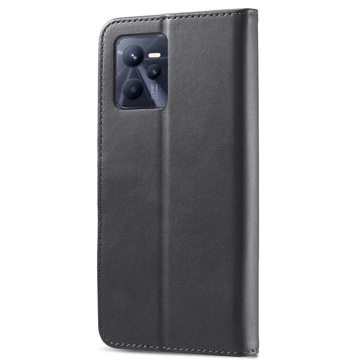 Lc. Imeeke Для Realme C35 Текстурированная Кожаная Кожа Flio Folio Anti-drop Stand Wallet Case Case Case Case - Черный