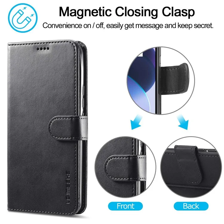 Lc. Imeeke Для Realme C35 Текстурированная Кожаная Кожа Flio Folio Anti-drop Stand Wallet Case Case Case Case - Черный
