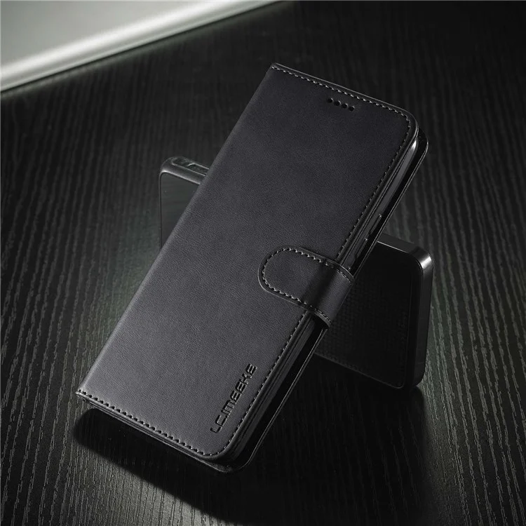 Lc. Imeeke Для Realme C35 Текстурированная Кожаная Кожа Flio Folio Anti-drop Stand Wallet Case Case Case Case - Черный