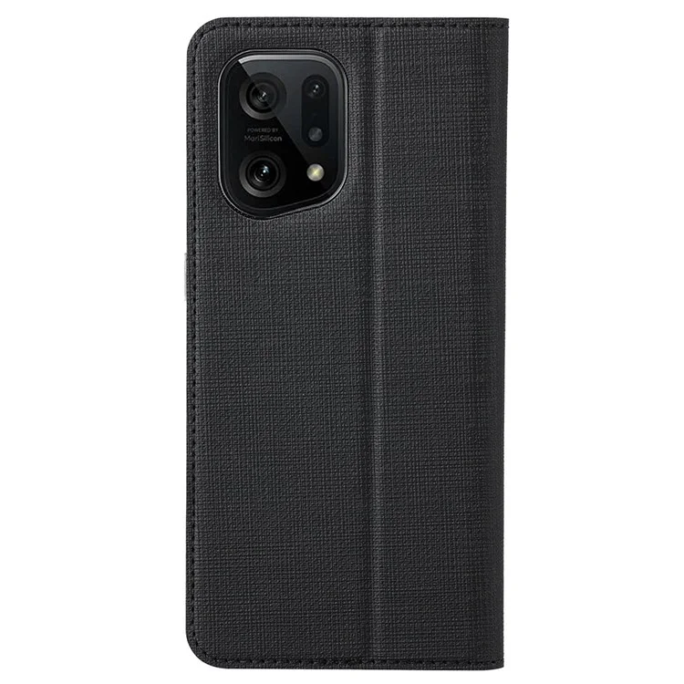 Serie Vili DMX Para Oppo Find X5 PU Case de Teléfono de Cuero, Portada de Soporte de Tarjetas Cubierta Protectora a Prueba de Choques - Negro