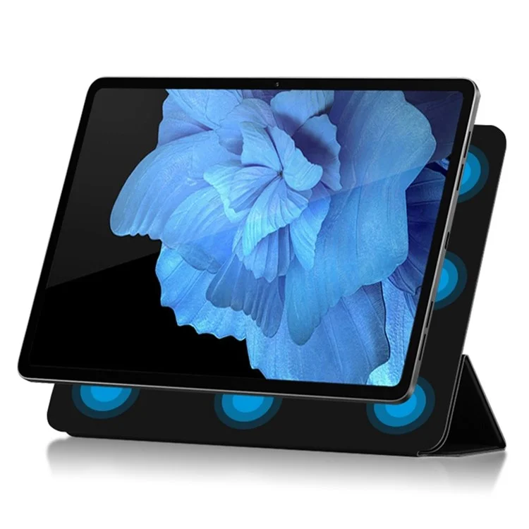 Для Vivo Pad Tri-cold Stand Cute Leather Magnetic Absorption Tablet Case Cover Cover - Черный