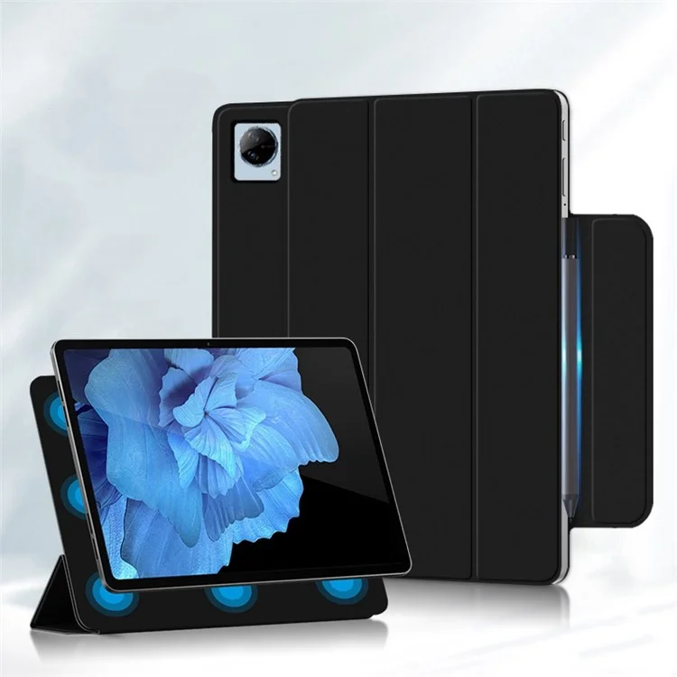 Для Vivo Pad Tri-cold Stand Cute Leather Magnetic Absorption Tablet Case Cover Cover - Черный