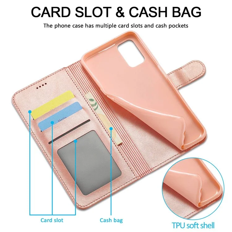 LC.IMEEKE Für Oppo Reno7 5G (Global)/Find X5 Lite strukturierter PU-Leder-Ständer-Geldbörsen-Handyhülle Folio Flip-Cover - Pink