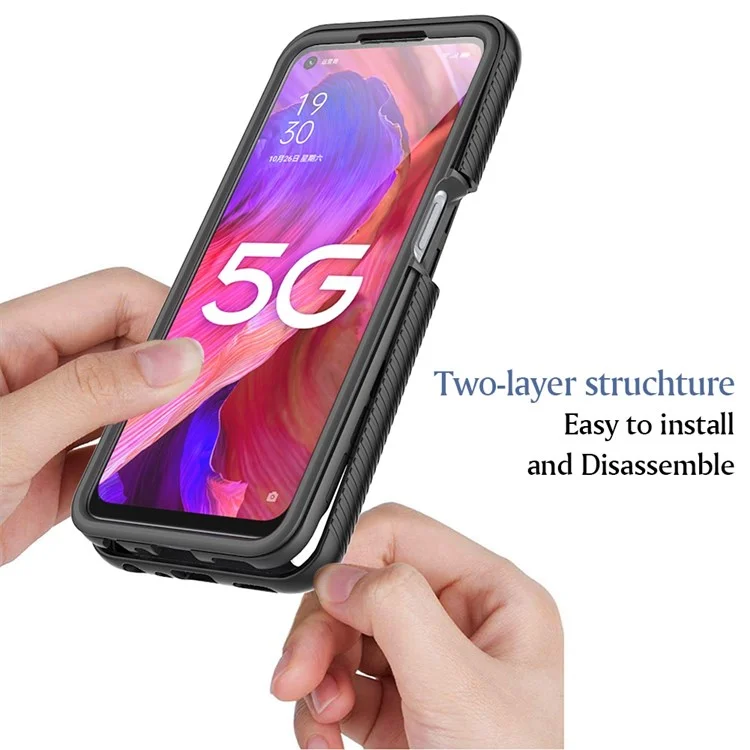 Funda híbrida de 3 en 1 para Oppo A54 5G/A74 5G Protección total Anti-caída Funda desmontable con protector de pantalla PET - Púrpura