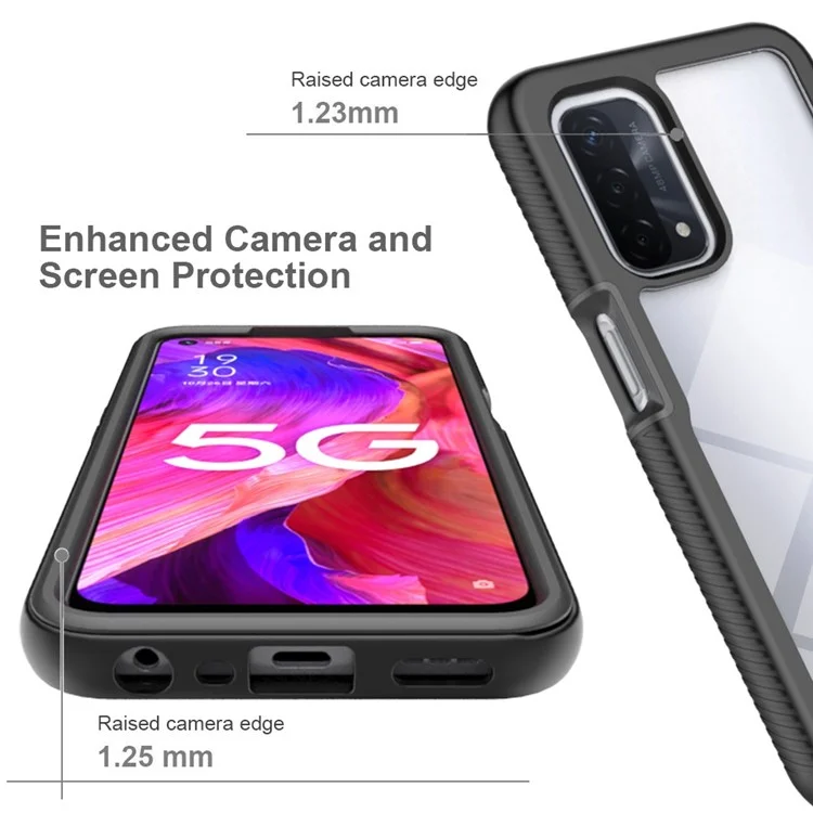 Funda híbrida de 3 en 1 para Oppo A54 5G/A74 5G Protección total Anti-caída Funda desmontable con protector de pantalla PET - Púrpura