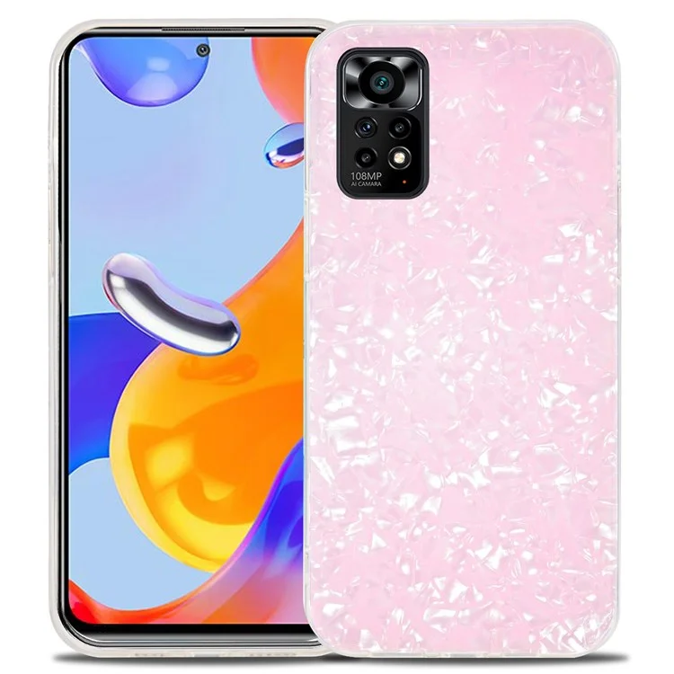IPAKY for Xiaomi Redmi Note 11 4G (Qualcomm)/Redmi Note 11S 4G IMD Design Phone Case Dual Layer Acrylic Backing + TPU Anti-Scratch Cover - Pink