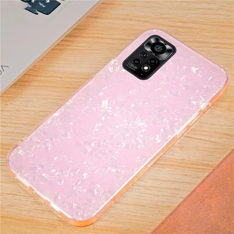 IPAKY for Xiaomi Redmi Note 11 4G (Qualcomm)/Redmi Note 11S 4G IMD Design Phone Case Dual Layer Acrylic Backing + TPU Anti-Scratch Cover - Pink