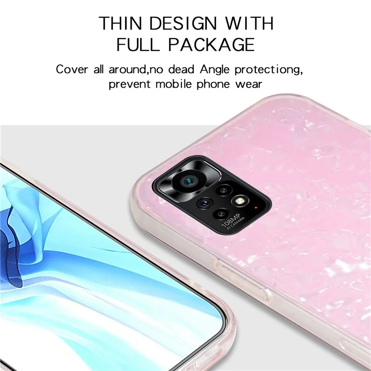 IPAKY for Xiaomi Redmi Note 11 4G (Qualcomm)/Redmi Note 11S 4G IMD Design Phone Case Dual Layer Acrylic Backing + TPU Anti-Scratch Cover - Pink