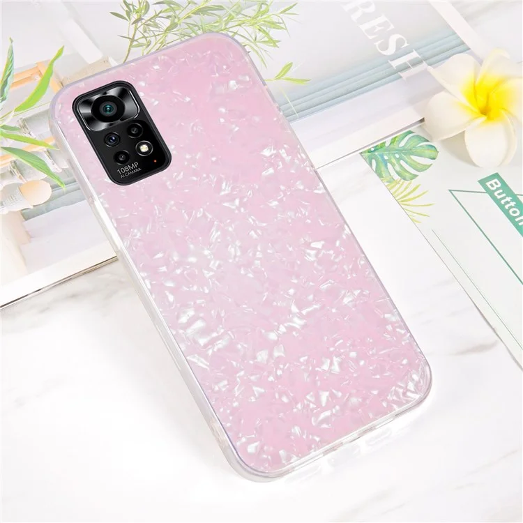 IPAKY for Xiaomi Redmi Note 11 4G (Qualcomm)/Redmi Note 11S 4G IMD Design Phone Case Dual Layer Acrylic Backing + TPU Anti-Scratch Cover - Pink