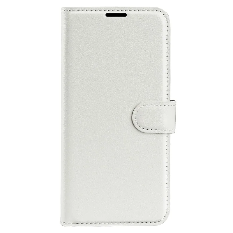 For Oppo A57 (2022) 5G / A77 5G Litchi Texture Magnetic Clasp Phone Cover PU Leather Stand Wallet Case - White