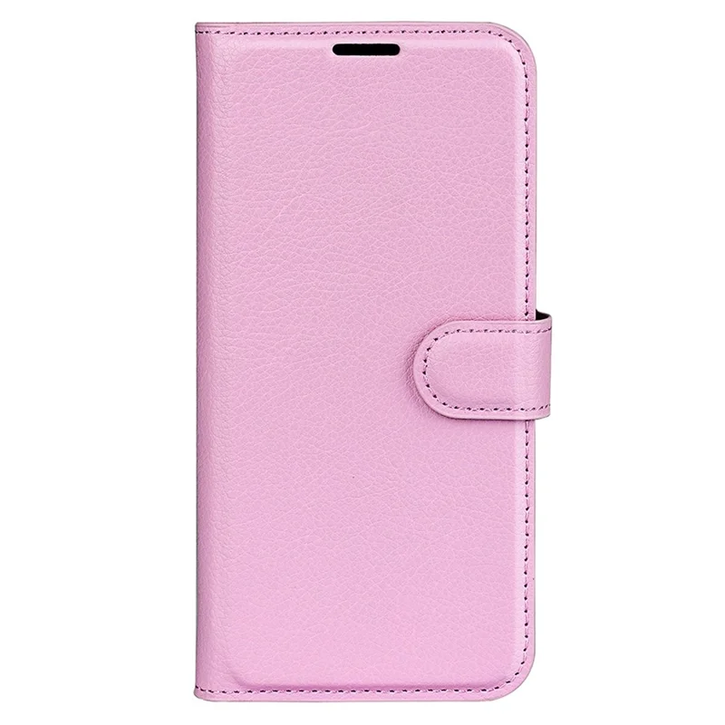 For Oppo A57 (2022) 5G / A77 5G Litchi Texture Magnetic Clasp Phone Cover PU Leather Stand Wallet Case - Pink