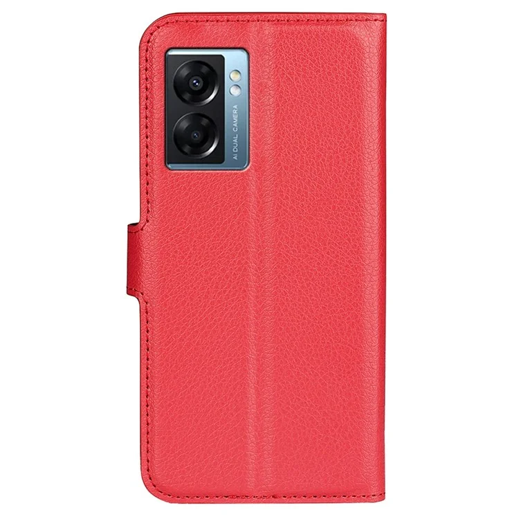 Per Oppo A57 (2022) 5G / A77 5G Litchi Texture Magnetica Copertura Del Telefono Copertura PU Paformazione Pullet - Rosso