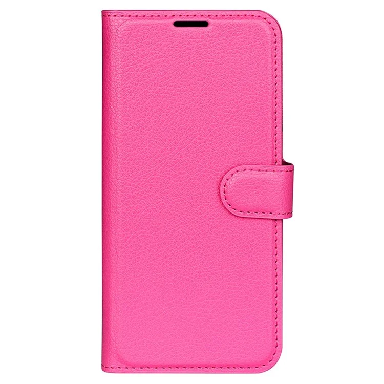 For Oppo A57 (2022) 5G / A77 5G Litchi Texture Magnetic Clasp Phone Cover PU Leather Stand Wallet Case - Rose