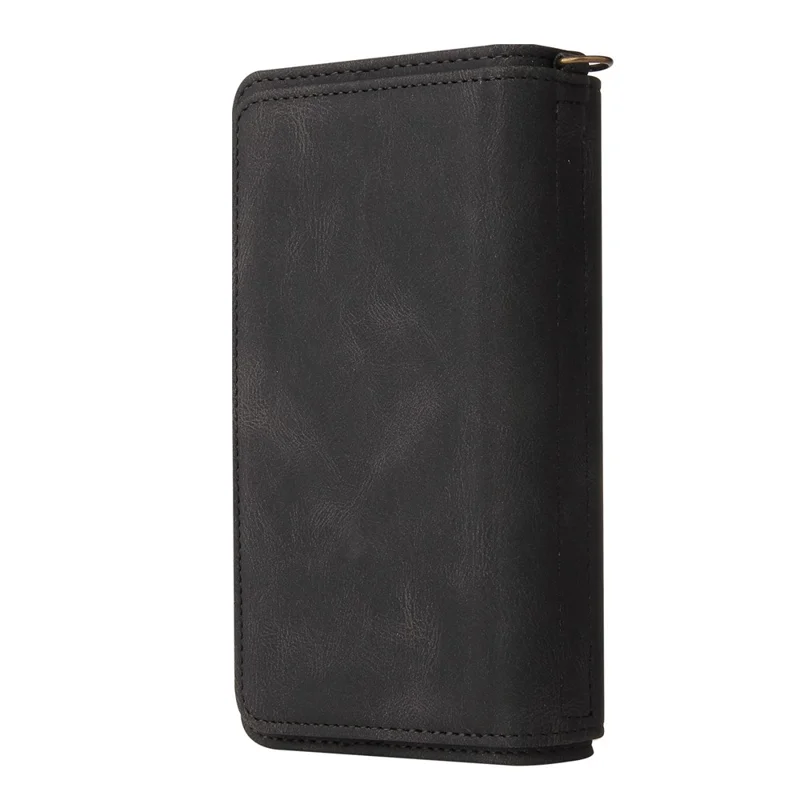Pour Oppo Find X5 Pro KT Multi-fonctionnel Série-2 Coque de téléphone en cuir PU antichoc avec support, plusieurs fentes pour cartes et poche zippée - Noir