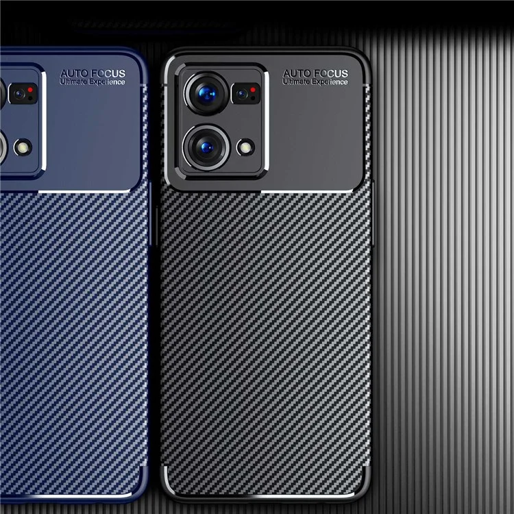 Для Oppo Reno7 4G/F21 Pro 4G Мягкий TPU-чехол с текстурой под углеродное волокно с точными вырезами для защиты камеры, ударопрочный чехол для телефона - черного цвета