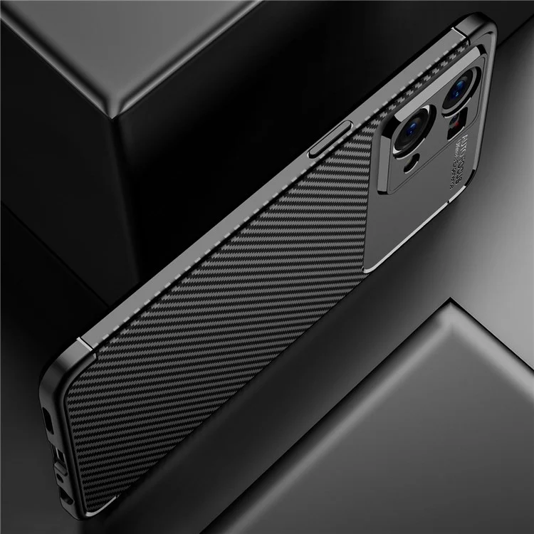 Для Oppo Reno7 4G/F21 Pro 4G Мягкий TPU-чехол с текстурой под углеродное волокно с точными вырезами для защиты камеры, ударопрочный чехол для телефона - черного цвета