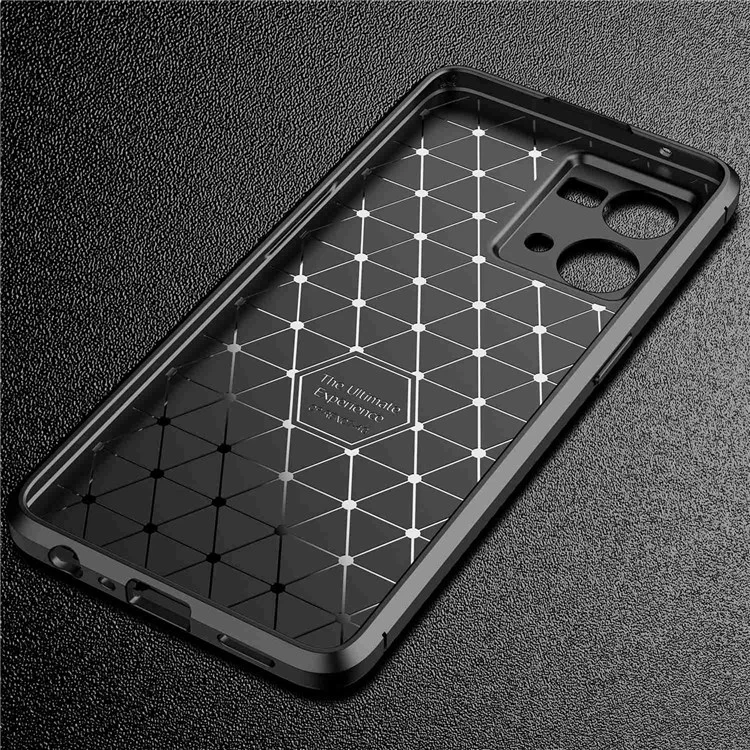 Для Oppo Reno7 4G/F21 Pro 4G Мягкий TPU-чехол с текстурой под углеродное волокно с точными вырезами для защиты камеры, ударопрочный чехол для телефона - черного цвета