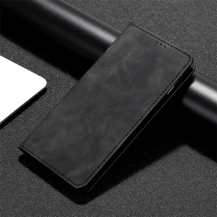 Para Vivo Iqoo U5 5G Skin-touch Feeling PU Leather Folio Folio Case Stand Card Stab - Negro