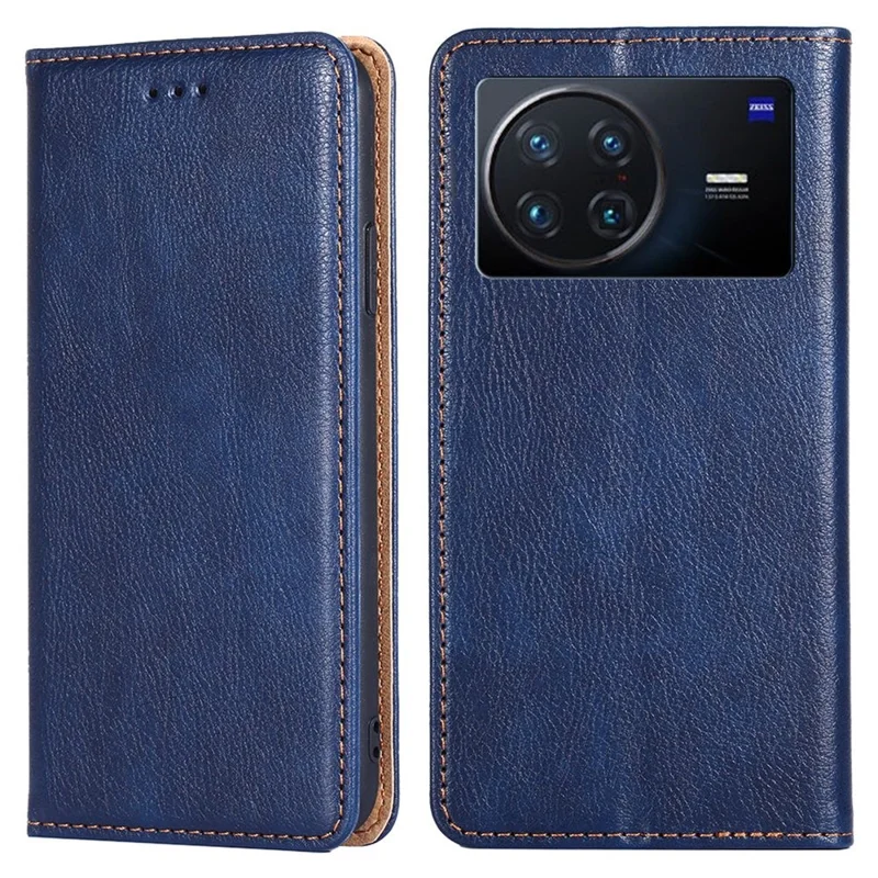 Per Vivo X Note 5G PU in Pelle Shock Aoffth Wallet Style Magnetic Book Magnetic Closed Drop-afto Telefono Shell - Blu