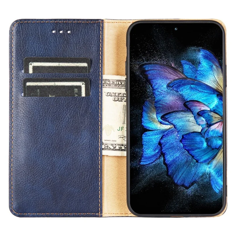 Per Vivo X Note 5G PU in Pelle Shock Aoffth Wallet Style Magnetic Book Magnetic Closed Drop-afto Telefono Shell - Blu