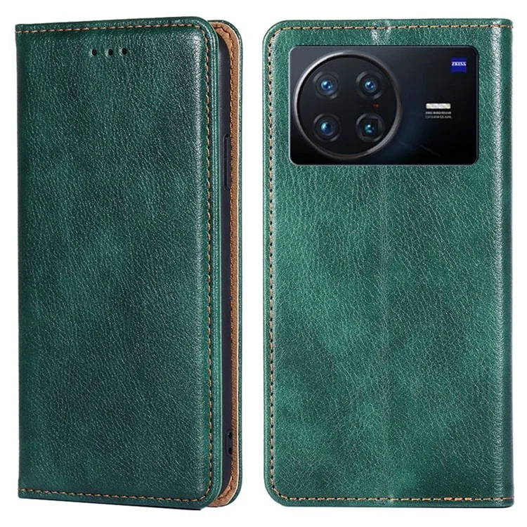 For vivo X Note 5G PU Leather Shockproof Case Wallet Style Magnetic Book Auto Closed Drop-proof Stand Phone Shell - Green