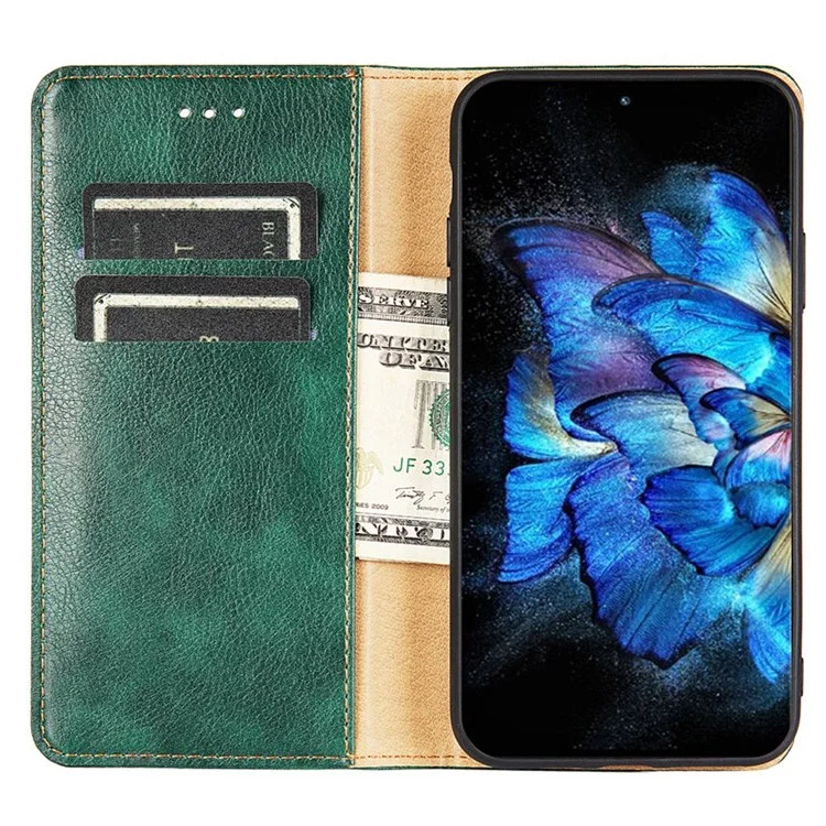 For vivo X Note 5G PU Leather Shockproof Case Wallet Style Magnetic Book Auto Closed Drop-proof Stand Phone Shell - Green