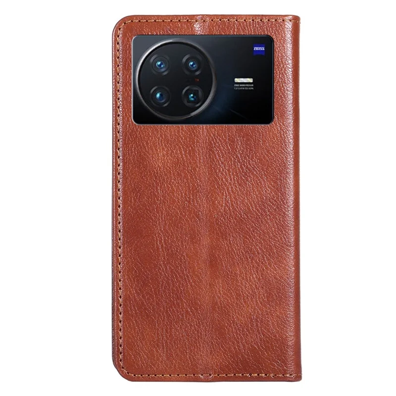 For vivo X Note 5G PU Leather Shockproof Case Wallet Style Magnetic Book Auto Closed Drop-proof Stand Phone Shell - Brown