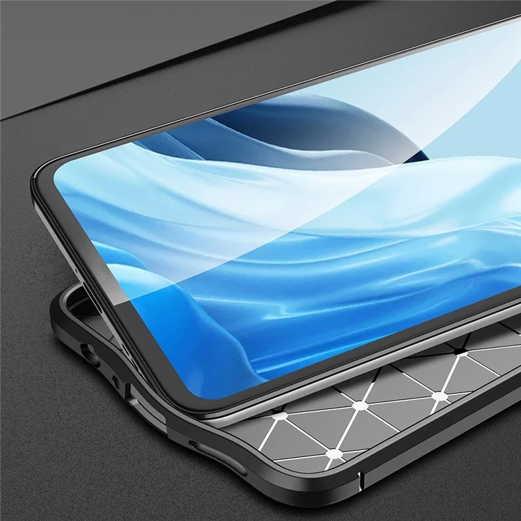Coque de protection TPU à texture de litchi pour Oppo Reno7 4G, étui de protection pour téléphone portable anti-rayures - Noir
