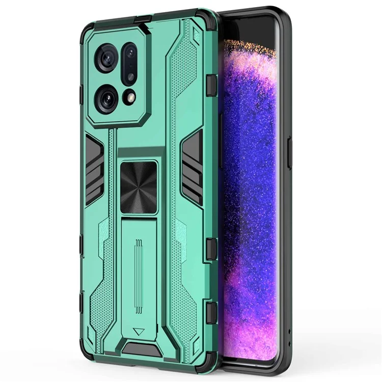 For Oppo Find X5 Heavy Duty Hard PC Soft TPU Rugged Hybrid Protective Case Shockproof Kickstand Back Cover - Green