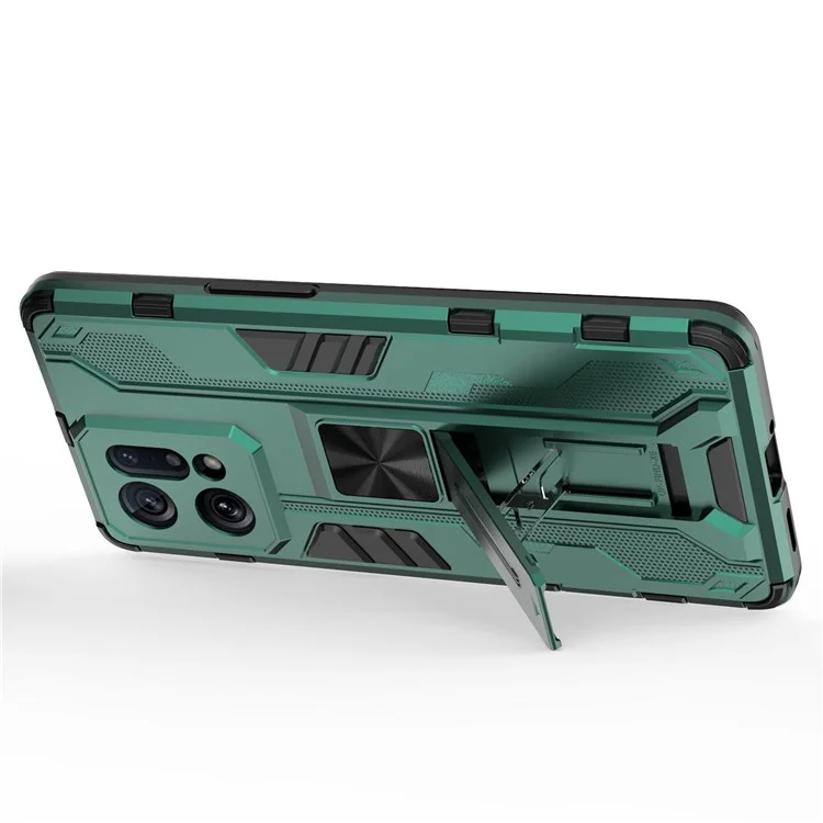 For Oppo Find X5 Heavy Duty Hard PC Soft TPU Rugged Hybrid Protective Case Shockproof Kickstand Back Cover - Green