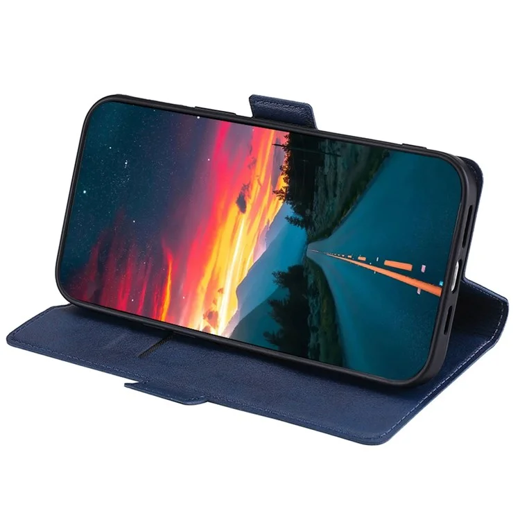 Для Oppo Reno7 4G/F21 Pro 4G Хорошо защищенный боковой магнитный замок Ультратонкий чехол для телефона из искусственной кожи Держатель для карт Функция подставки Чехол - Синий
