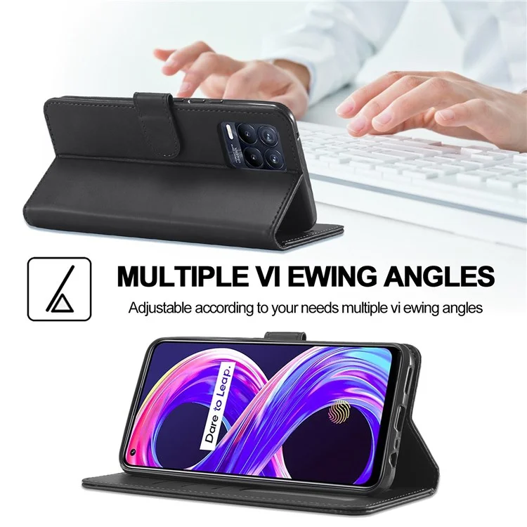 LC.IMEEKE Para Realme 8 5G / 9 5G / 9 Pro 5G / V13 5G / Q3 5G / Q3i 5G Capa Carteira Flip de Couro PU com Suporte, Antichoque, Capa Interna de TPU para Celular - Preto