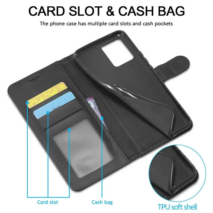 LC.IMEEKE Para Realme 8 5G / 9 5G / 9 Pro 5G / V13 5G / Q3 5G / Q3i 5G Capa Carteira Flip de Couro PU com Suporte, Antichoque, Capa Interna de TPU para Celular - Preto