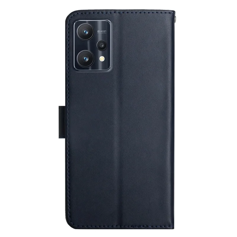 For Realme 9 Pro+ 5G/9 4G Anti-fall Shockproof Nappa Texture Wallet Case Genuine Leather Mobile Phone Protector with Stand - Blue