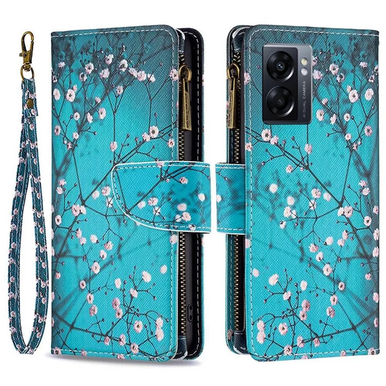 BF Pattern Printing Leather Series-4 Para Oppo A57 (2022) 5G / A77 5G, 03 PU de Cuero PU de Estilo PU Case de Teléfonos Móviles de Bolsillo Con Soporte Ajustable - Dulce de Invierno