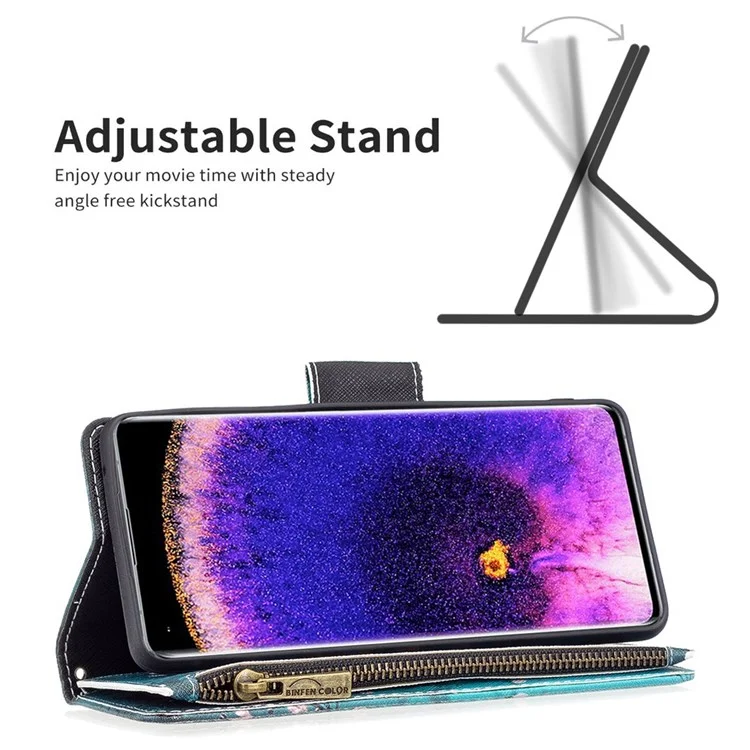 BF Pattern Printing Leather Series-4 Para Oppo A57 (2022) 5G / A77 5G, 03 PU de Cuero PU de Estilo PU Case de Teléfonos Móviles de Bolsillo Con Soporte Ajustable - Dulce de Invierno