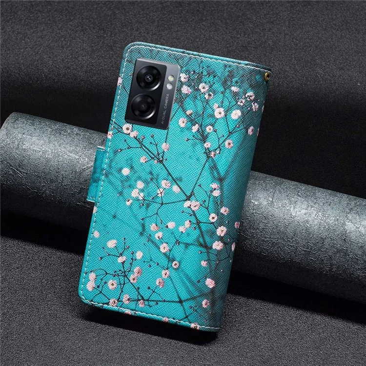 BF Pattern Printing Leather Series-4 Para Oppo A57 (2022) 5G / A77 5G, 03 PU de Cuero PU de Estilo PU Case de Teléfonos Móviles de Bolsillo Con Soporte Ajustable - Dulce de Invierno