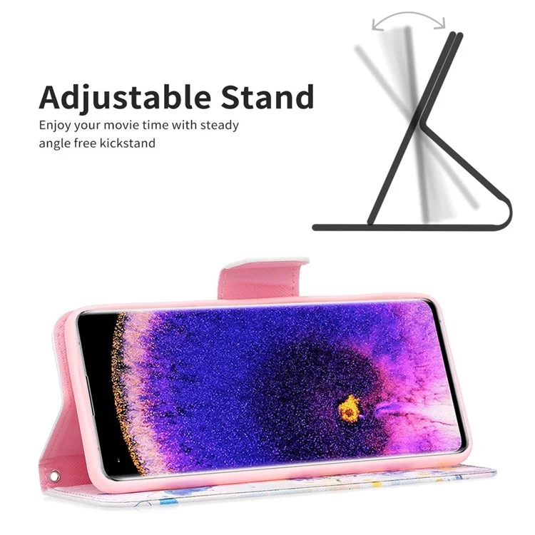 Série de cuir à motif imprimé BF-1 pour Oppo A57 (2022) 5G / A77 5G Étui portefeuille en cuir PU avec support de visionnage Housse de protection - Papillon et fleurs