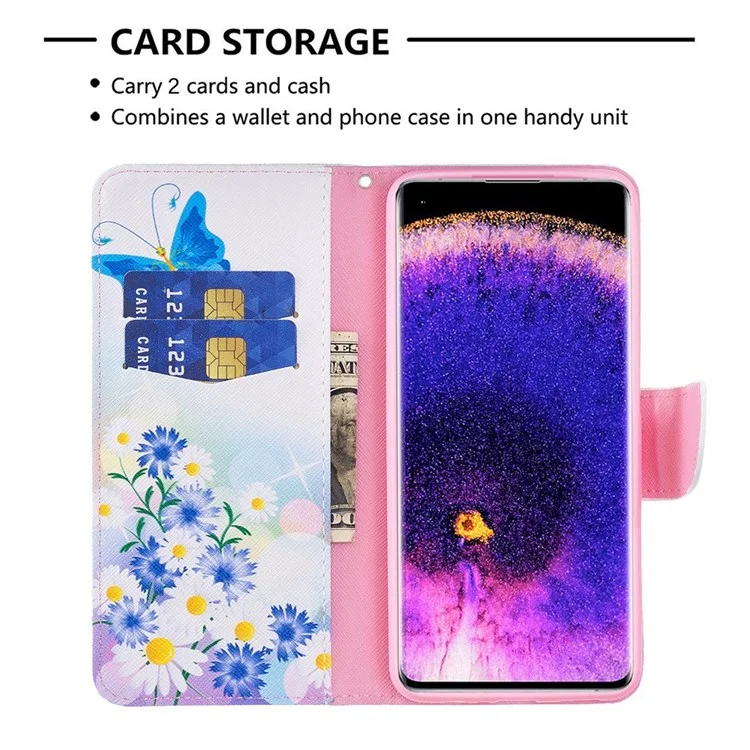 Série de cuir à motif imprimé BF-1 pour Oppo A57 (2022) 5G / A77 5G Étui portefeuille en cuir PU avec support de visionnage Housse de protection - Papillon et fleurs