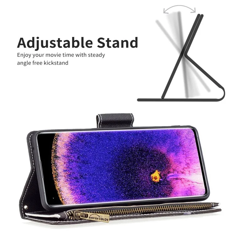 Кожаная серия с узором BF Pattern Printing для Oppo Reno7 4G/F21 Pro 4G, чехол-кошелек из искусственной кожи с застежкой-молнией, 03-Style, защитный чехол со стойкой - Медведь
