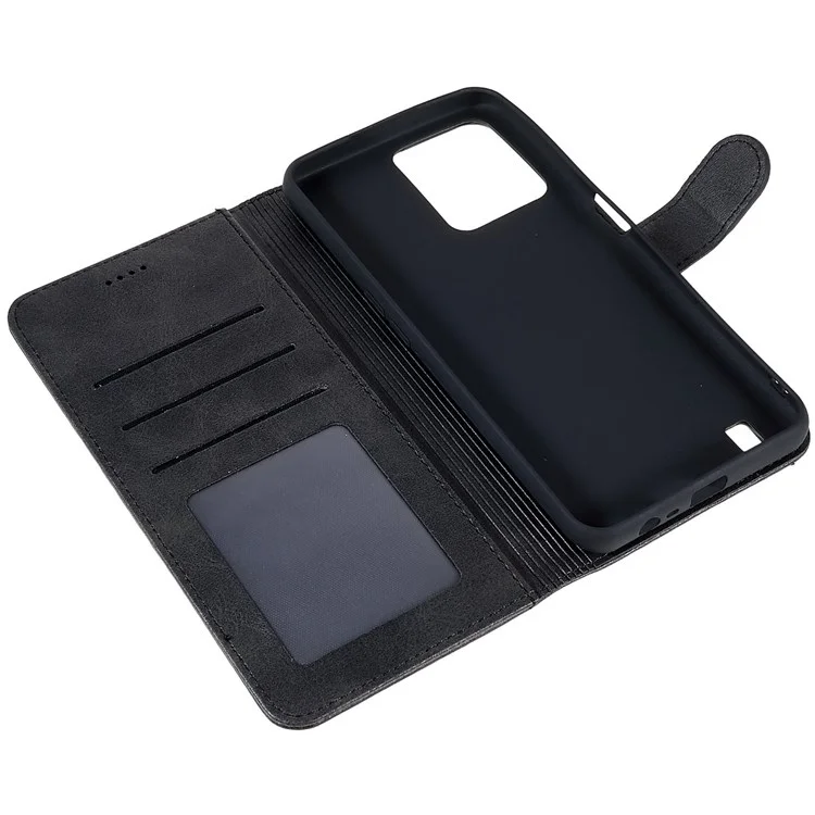 Lc. Imeeke Per Realme C31 4G PU Peth Flip Folio Custura Stato Succhio Schock TPU Shock Coperchi - Nero