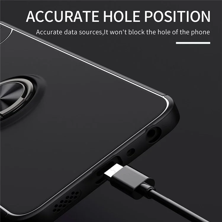 Для Oppo A57 (2022) 5G / A77 5G Металлическое Кольцо, Дизайн, Дизайн Мягкой Tpu, Защитный Чехол. - Черный / Синий