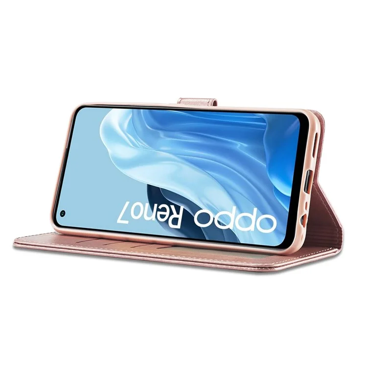 Lc. Case de Teléfono de Billetera de Cuero Imeeke Para Oppo Reno7/F21 Pro 4G, Diseño de Billetera Con Cáscara de Cuero Con Textura Con Soporte Ajustable - Rosado