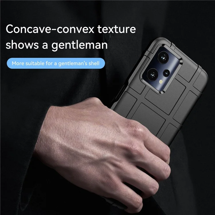 Rugged Square Grid Telefonabdeckung Für Realme Q5, Verdickte TPU-Anti-Dro-Drop-Smartphone-Rückhülle - Schwarz