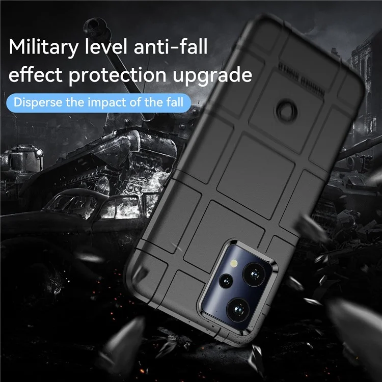 Rugged Square Grid Telefonabdeckung Für Realme Q5, Verdickte TPU-Anti-Dro-Drop-Smartphone-Rückhülle - Schwarz