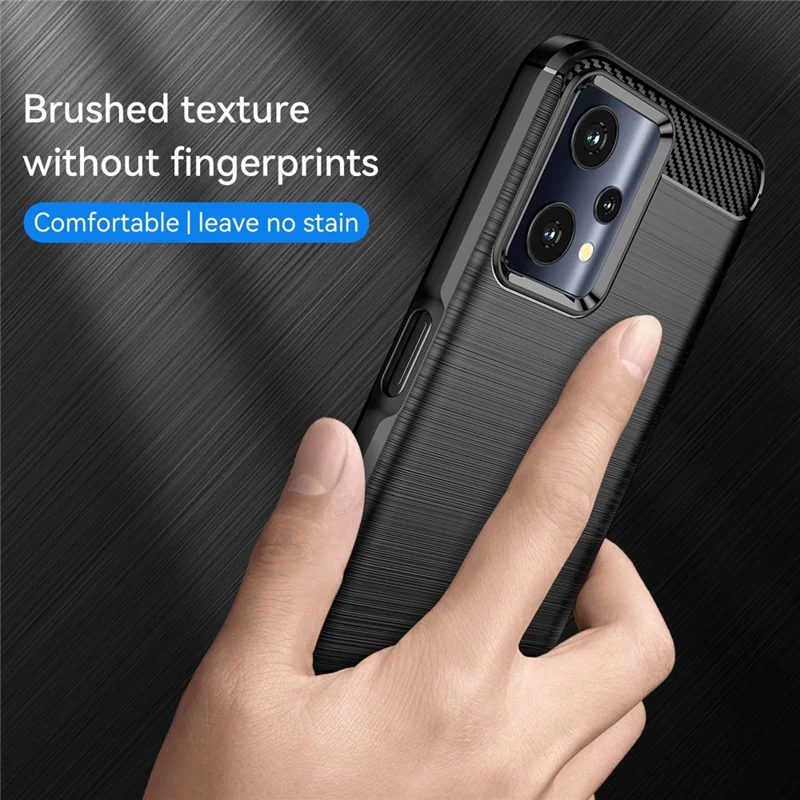 For Realme Q5 Carbon Fiber Texture Brushed Phone Case Flexible TPU Cellphone Shell - Black
