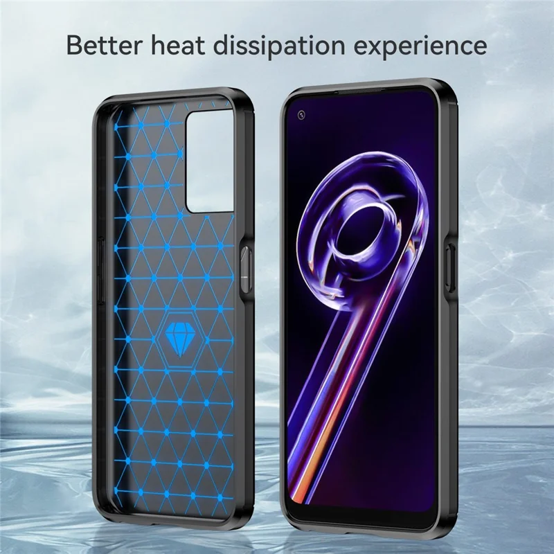 For Realme Q5 Carbon Fiber Texture Brushed Phone Case Flexible TPU Cellphone Shell - Black