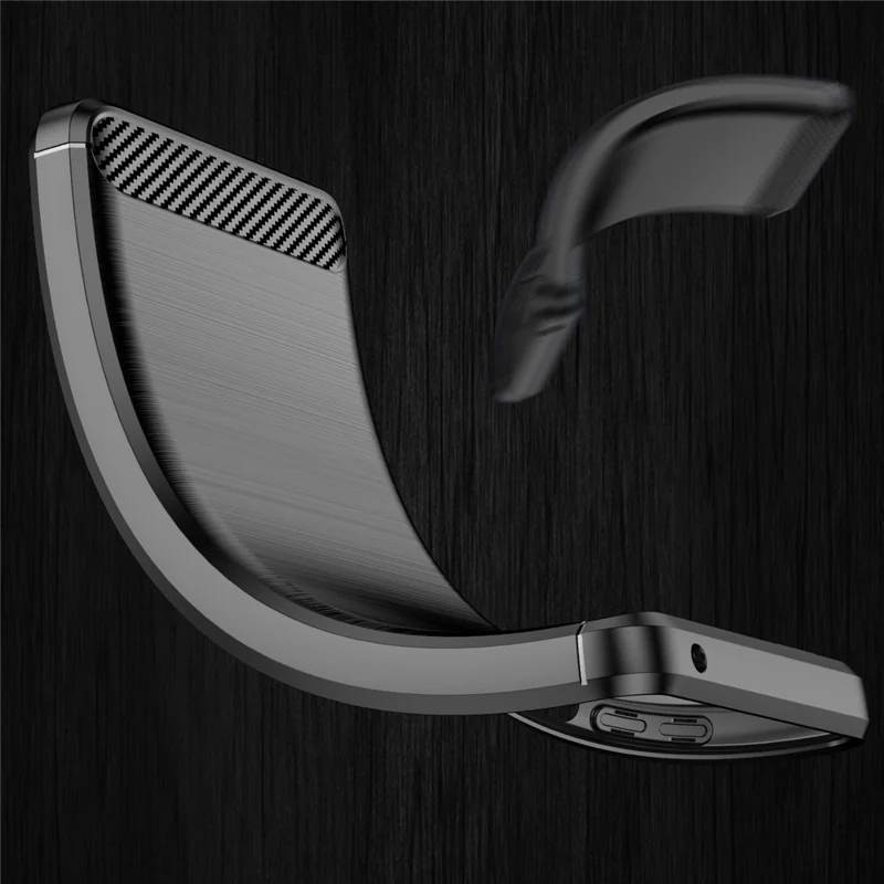 For Realme Q5 Carbon Fiber Texture Brushed Phone Case Flexible TPU Cellphone Shell - Black