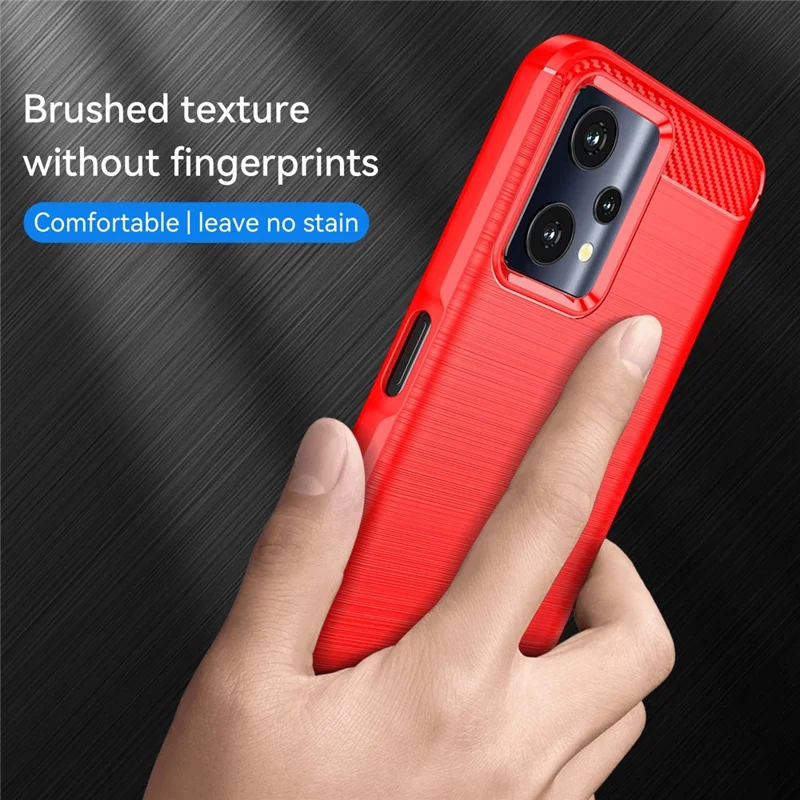 For Realme Q5 Carbon Fiber Texture Brushed Phone Case Flexible TPU Cellphone Shell - Red